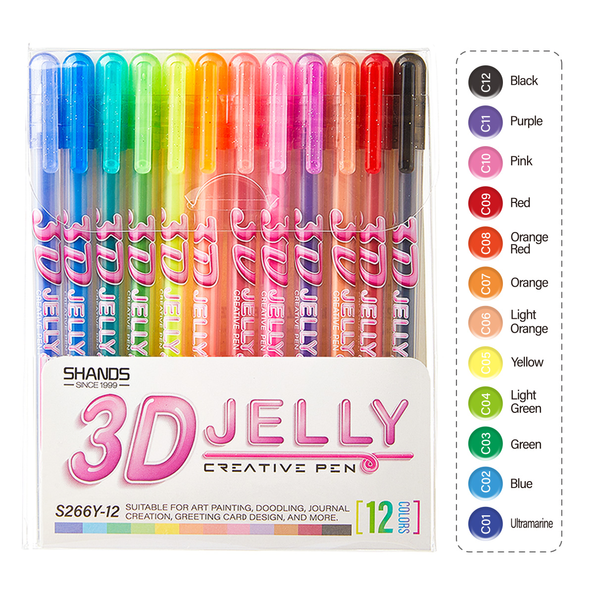 SHANDS 12PCS 3D Jelly Gel Pens - Chalk Bag ulasan dan harga